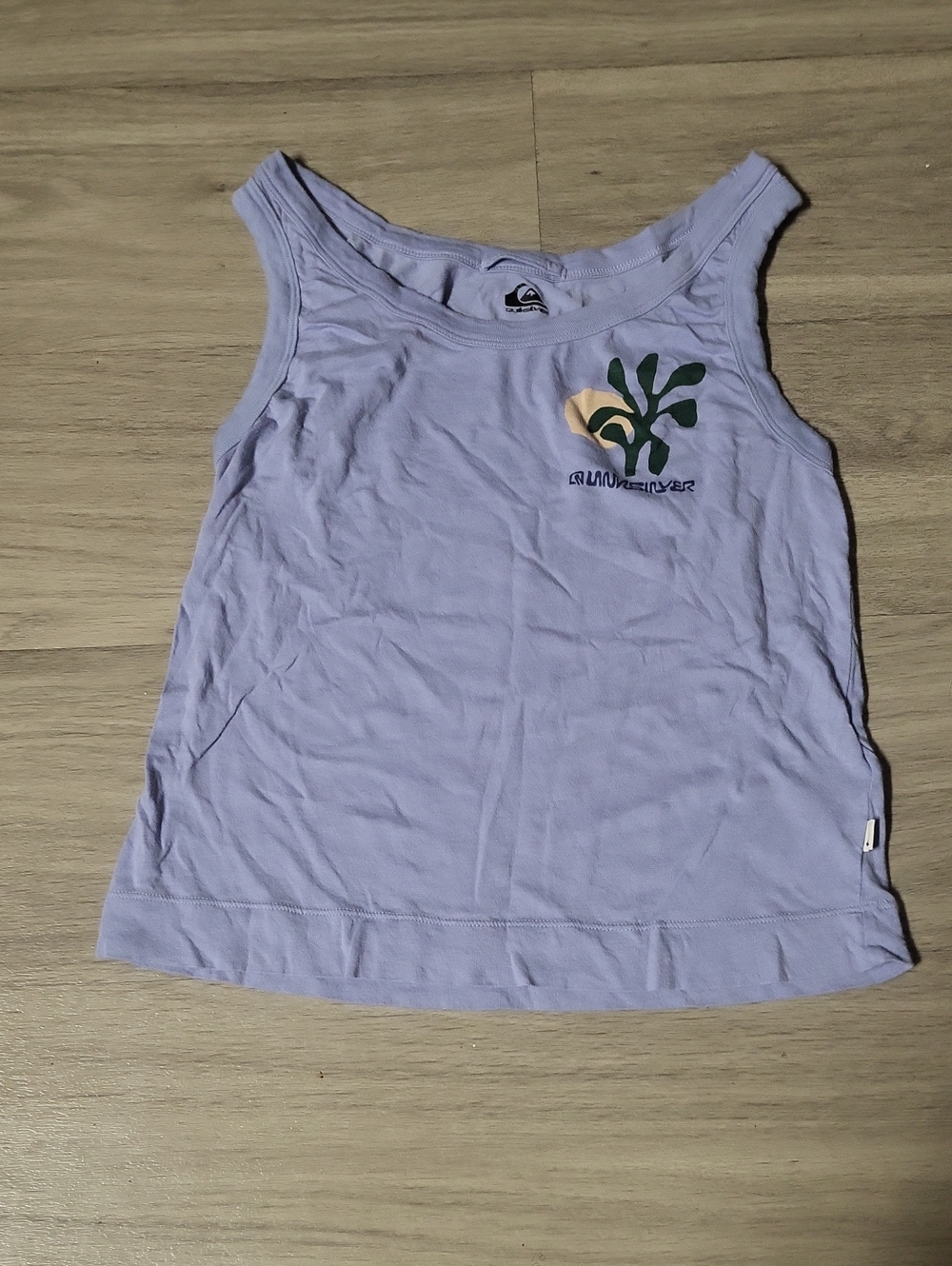 Quiksilver Blue Tank Top with Green & Cream Graphic